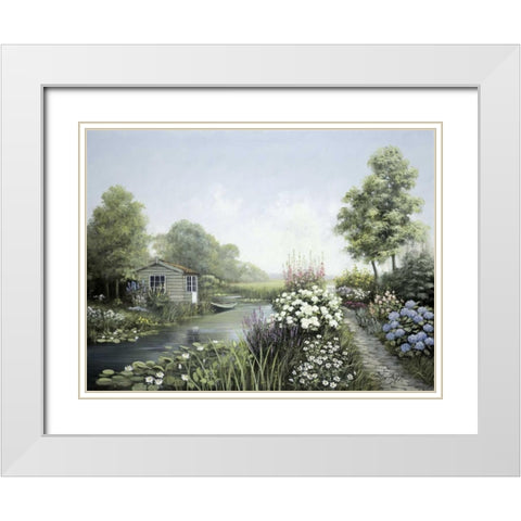 Quiet waters White Modern Wood Framed Art Print with Double Matting by Motz, Peter
