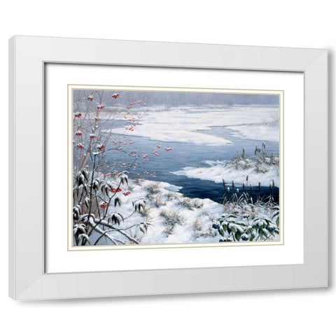 Winter White Modern Wood Framed Art Print with Double Matting by Motz, Peter