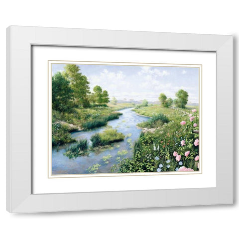 Summer White Modern Wood Framed Art Print with Double Matting by Motz, Peter