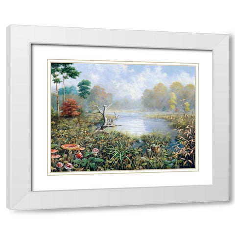 Autumn White Modern Wood Framed Art Print with Double Matting by Motz, Peter
