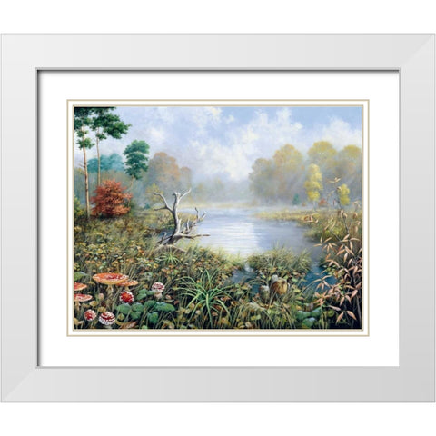Autumn White Modern Wood Framed Art Print with Double Matting by Motz, Peter