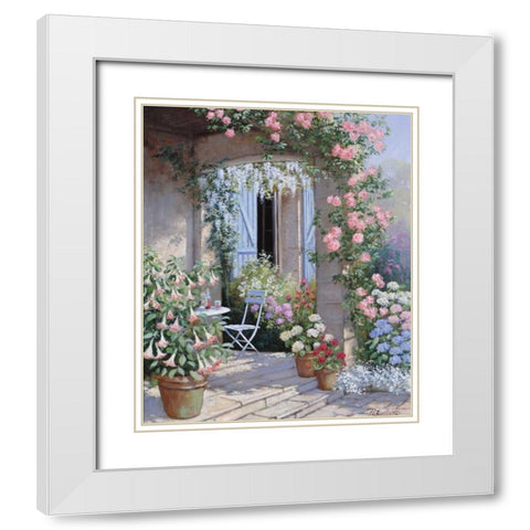 Flower invitation White Modern Wood Framed Art Print with Double Matting by Motz, Peter