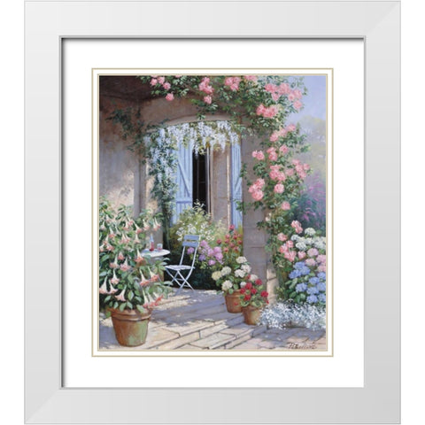 Flower invitation White Modern Wood Framed Art Print with Double Matting by Motz, Peter