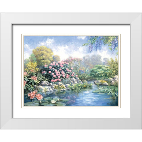 Rhododendron White Modern Wood Framed Art Print with Double Matting by Motz, Peter
