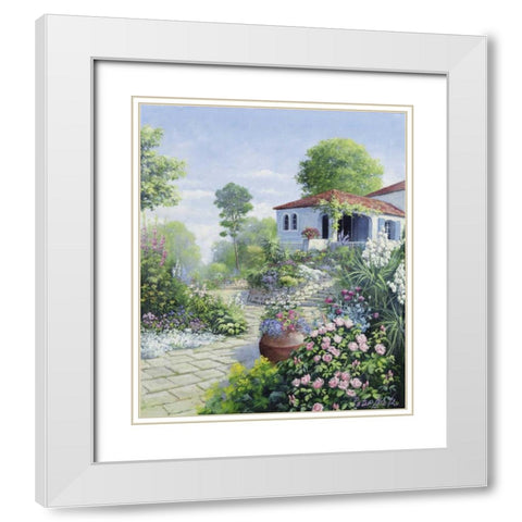 Italian garden I White Modern Wood Framed Art Print with Double Matting by Motz, Peter