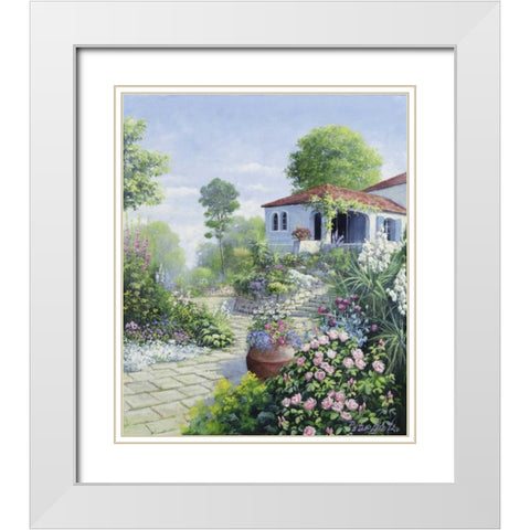 Italian garden I White Modern Wood Framed Art Print with Double Matting by Motz, Peter