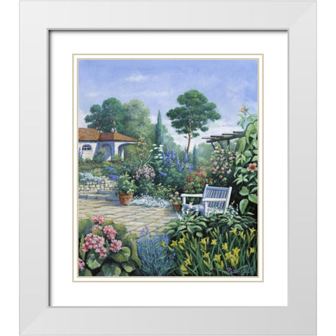 Italian garden II White Modern Wood Framed Art Print with Double Matting by Motz, Peter