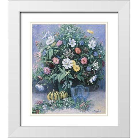 Blooming White Modern Wood Framed Art Print with Double Matting by Motz, Peter