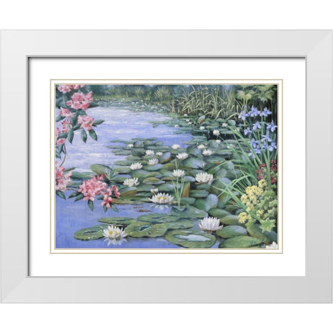 The lake White Modern Wood Framed Art Print with Double Matting by Motz, Peter