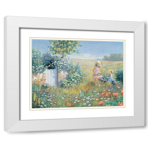 Outside the garden White Modern Wood Framed Art Print with Double Matting by Motz, Peter
