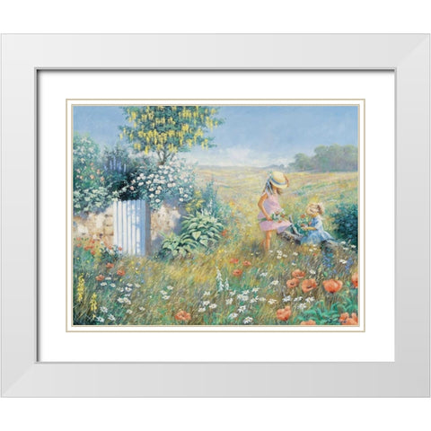 Outside the garden White Modern Wood Framed Art Print with Double Matting by Motz, Peter