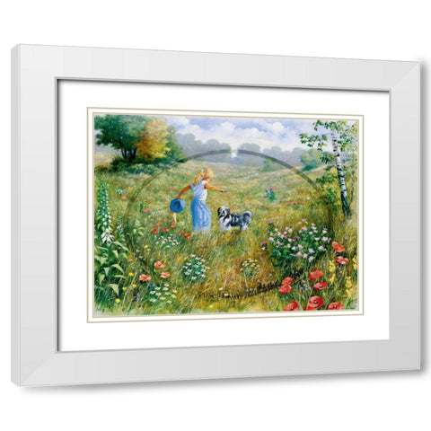 Joyful White Modern Wood Framed Art Print with Double Matting by Motz, Peter