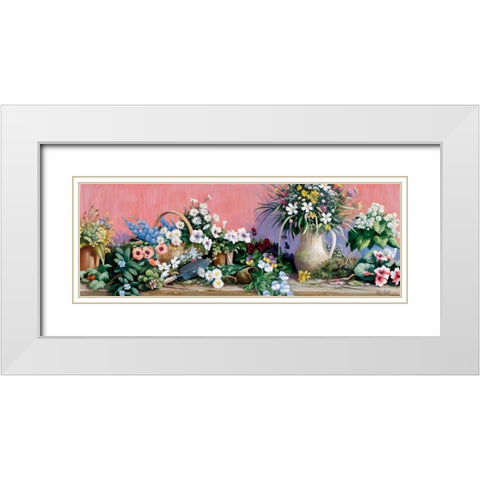 A world of flowers White Modern Wood Framed Art Print with Double Matting by Motz, Peter