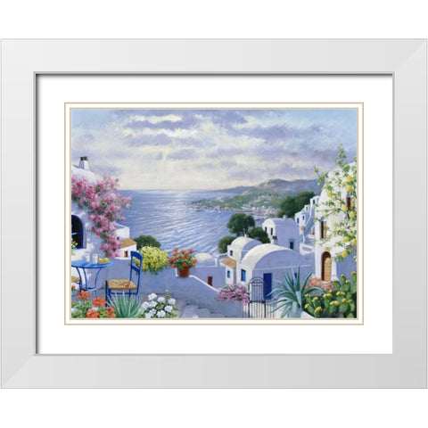 Sparkling Greece White Modern Wood Framed Art Print with Double Matting by Motz, Peter