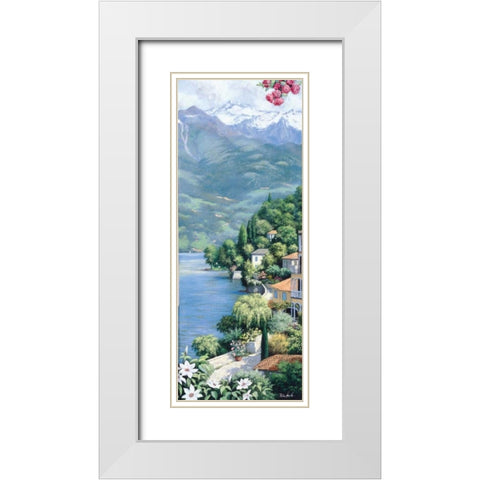 Lago di Como White Modern Wood Framed Art Print with Double Matting by Motz, Peter