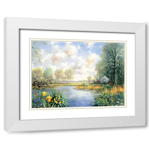 Spring time White Modern Wood Framed Art Print with Double Matting by Motz, Peter
