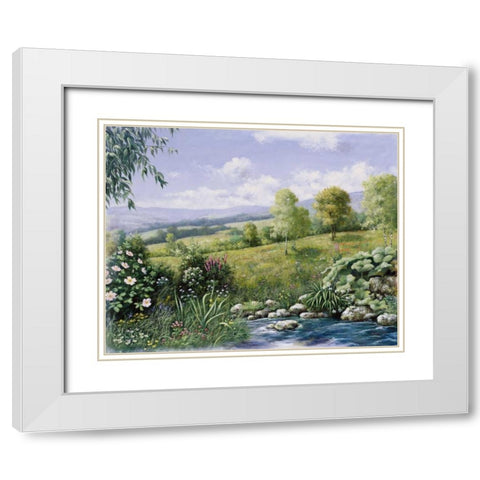 Summer time White Modern Wood Framed Art Print with Double Matting by Motz, Peter