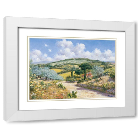 San Gimignano White Modern Wood Framed Art Print with Double Matting by Motz, Peter