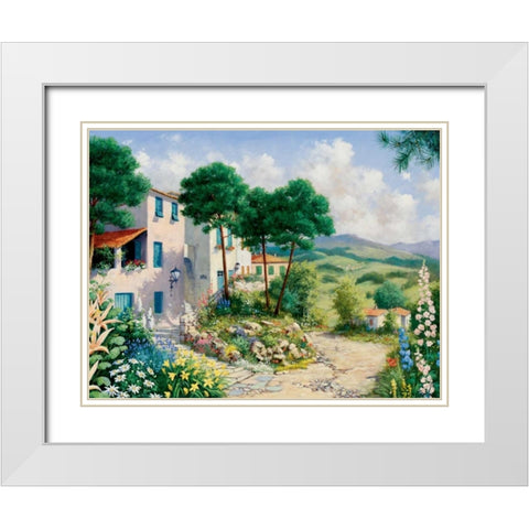 Summertime White Modern Wood Framed Art Print with Double Matting by Motz, Peter