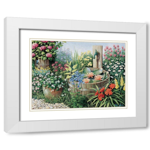 Garden delights White Modern Wood Framed Art Print with Double Matting by Motz, Peter