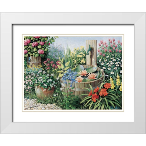 Garden delights White Modern Wood Framed Art Print with Double Matting by Motz, Peter