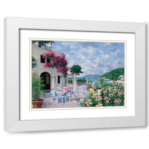 Ocean terrace White Modern Wood Framed Art Print with Double Matting by Motz, Peter