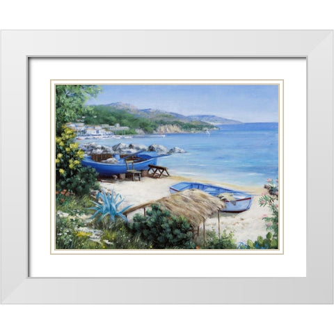 Deserted boats White Modern Wood Framed Art Print with Double Matting by Motz, Peter