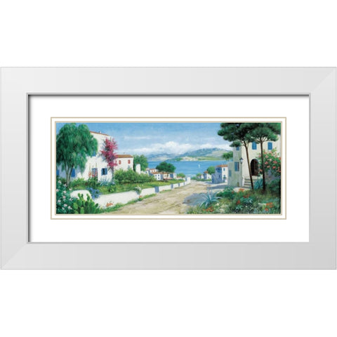 Ocean path White Modern Wood Framed Art Print with Double Matting by Motz, Peter