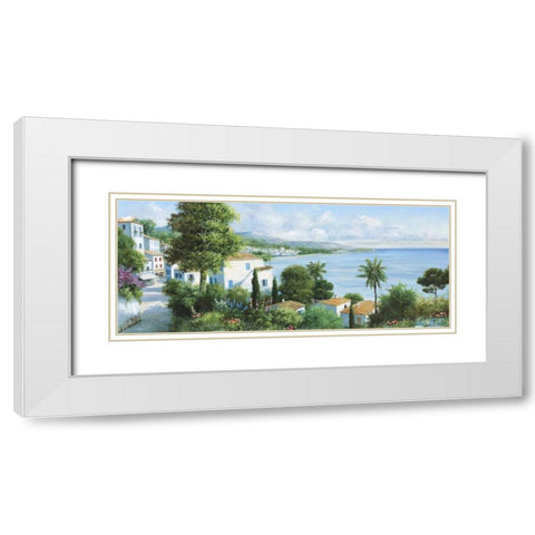 Ocean village White Modern Wood Framed Art Print with Double Matting by Motz, Peter