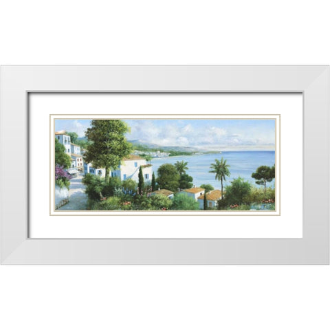 Ocean village White Modern Wood Framed Art Print with Double Matting by Motz, Peter