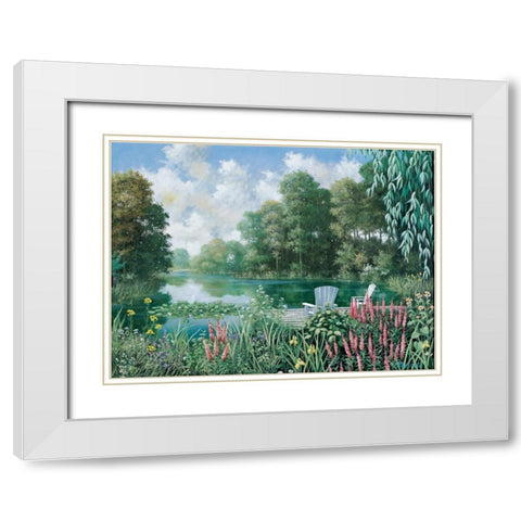 The pond II White Modern Wood Framed Art Print with Double Matting by Motz, Peter