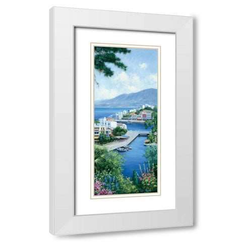 A view over Mykonos White Modern Wood Framed Art Print with Double Matting by Motz, Peter