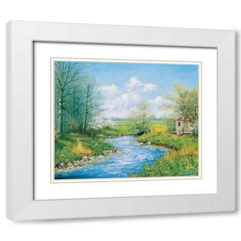 Summer afternoon White Modern Wood Framed Art Print with Double Matting by Motz, Peter