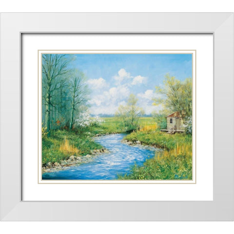 Summer afternoon White Modern Wood Framed Art Print with Double Matting by Motz, Peter