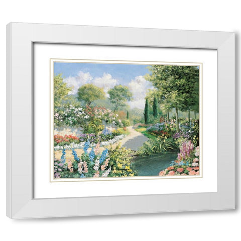 Delightful park White Modern Wood Framed Art Print with Double Matting by Motz, Peter