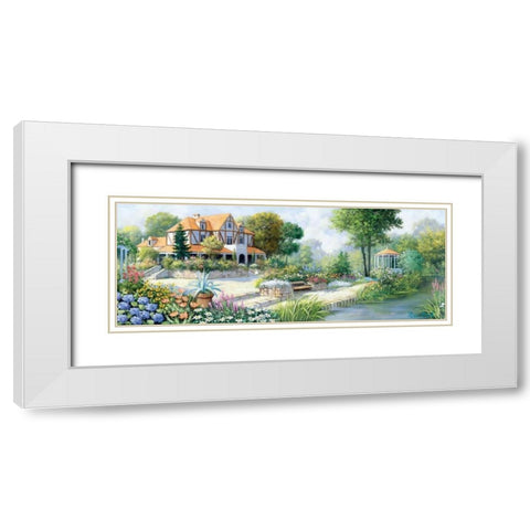 English cottage White Modern Wood Framed Art Print with Double Matting by Motz, Peter