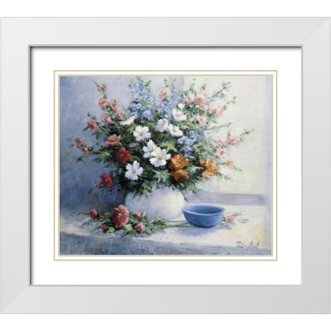 Bouquet of flowers White Modern Wood Framed Art Print with Double Matting by Motz, Peter
