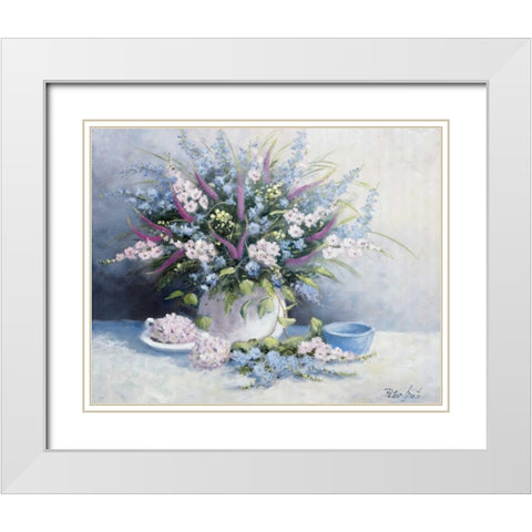 Nice flowerpot White Modern Wood Framed Art Print with Double Matting by Motz, Peter