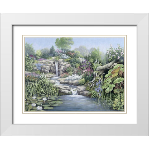 Waterfall White Modern Wood Framed Art Print with Double Matting by Motz, Peter