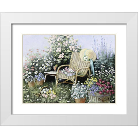Chair of love White Modern Wood Framed Art Print with Double Matting by Motz, Peter