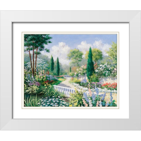 Park II White Modern Wood Framed Art Print with Double Matting by Motz, Peter