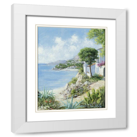 Beachway White Modern Wood Framed Art Print with Double Matting by Motz, Peter