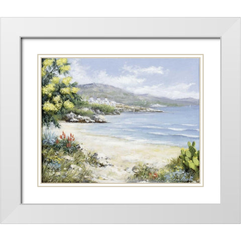 Lakebeach White Modern Wood Framed Art Print with Double Matting by Motz, Peter