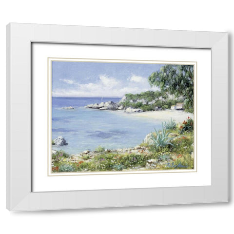 Lakebeach White Modern Wood Framed Art Print with Double Matting by Motz, Peter