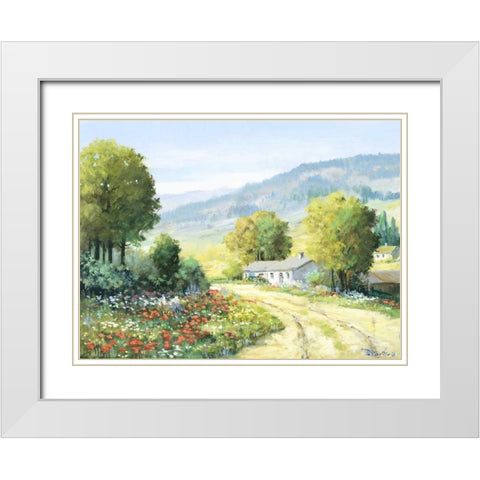 Landscape field White Modern Wood Framed Art Print with Double Matting by Motz, Peter