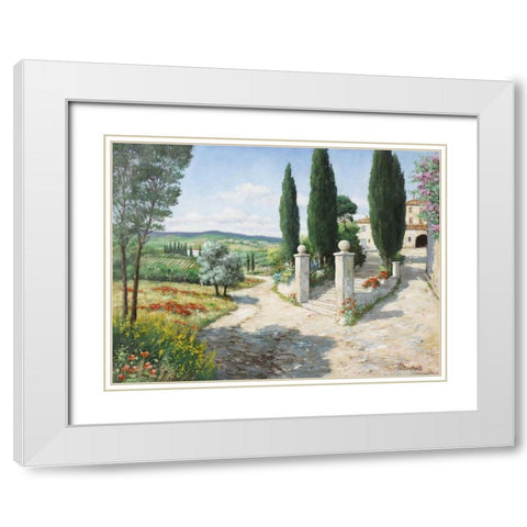 Tuscany house White Modern Wood Framed Art Print with Double Matting by Motz, Peter