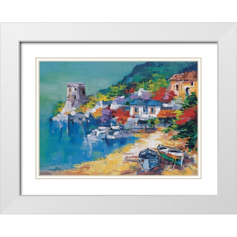 Costiera Amalfitana White Modern Wood Framed Art Print with Double Matting by di Viccaro, Roberto