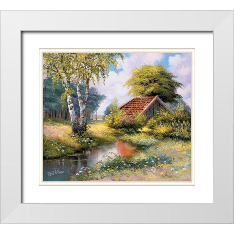The cottage White Modern Wood Framed Art Print with Double Matting by Withaar, Reint