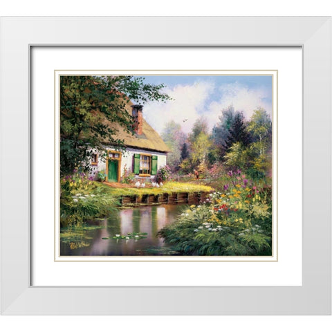 At the creek White Modern Wood Framed Art Print with Double Matting by Withaar, Reint