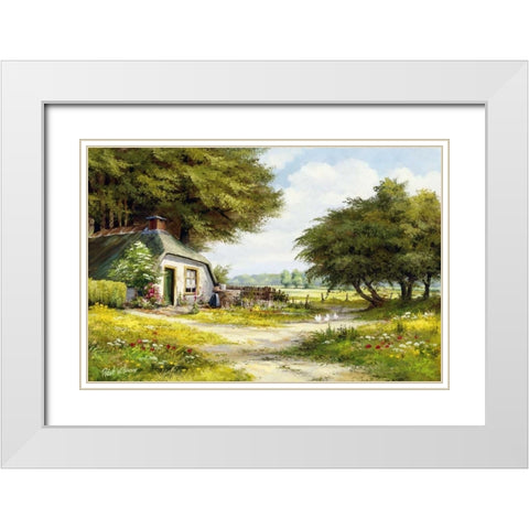 Farmhouse White Modern Wood Framed Art Print with Double Matting by Withaar, Reint